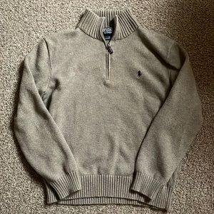Men’s Gray Polo Ralph Lauren 1/4 Zip Sweater Collared Medium